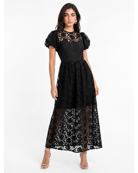 Lovedrobe Floral Lace Puff Sleeve Dress
