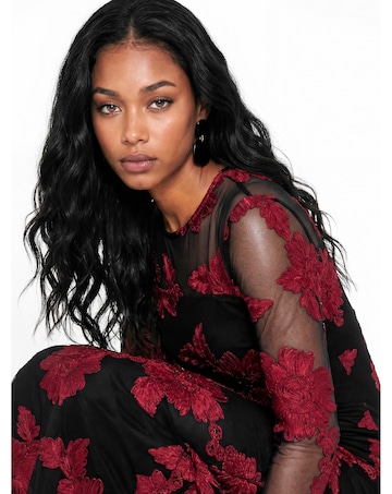 Maya Deluxe Floral Mesh Maxi Dress