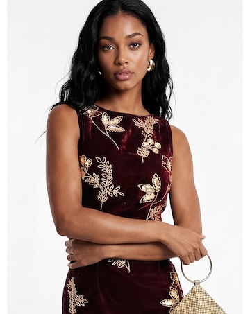 Maya Deluxe Embellished Velvet Dress