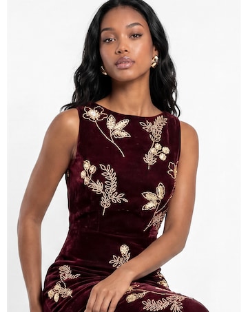 Maya Deluxe Embellished Velvet Dress