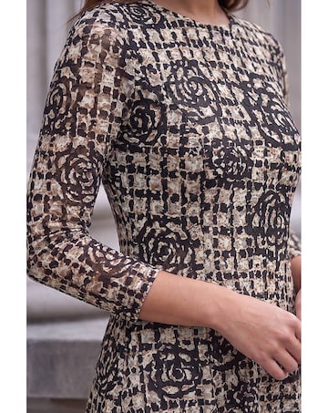 Roman Rose Burnout Lace Dress