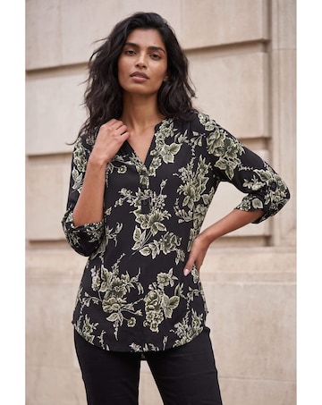 Roman Floral Puff Print Stretch Shirt
