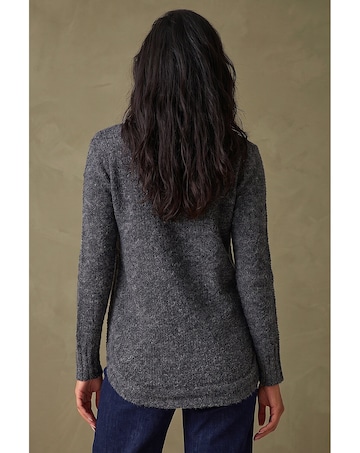 Roman Button Detail Curved Hem Jumper
