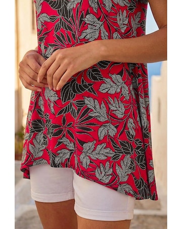 Roman Floral Print Hanky Hem Top