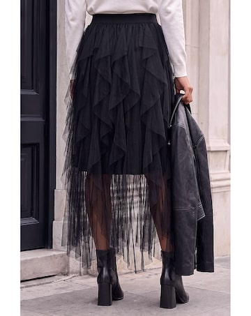 Roman Elastic Waist Layered A Line Skirt