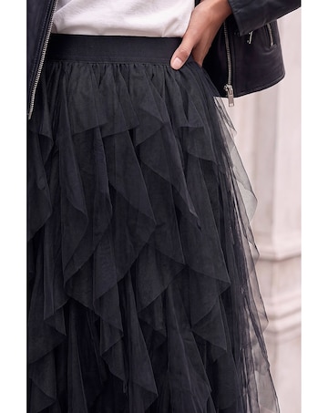 Roman Elastic Waist Layered A Line Skirt