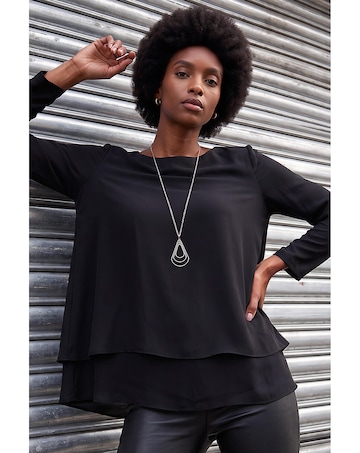 Roman Chiffon Overlay Necklace Top