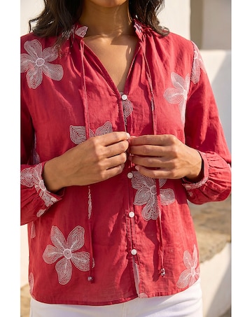 Roman Floral Embroidered Blouse