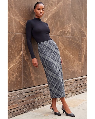 Roman Check Shadow Panel Skirt