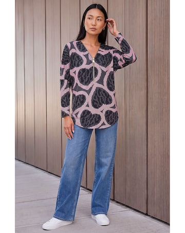 Roman Heart Print Zip Top