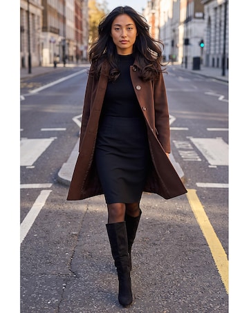 Roman Petite Collared Button Front Coat