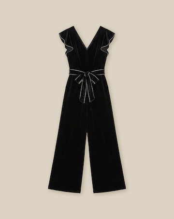 Monsoon Dionne V-Neck Velvet Jumpsuit
