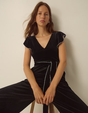 Monsoon Dionne V-Neck Velvet Jumpsuit