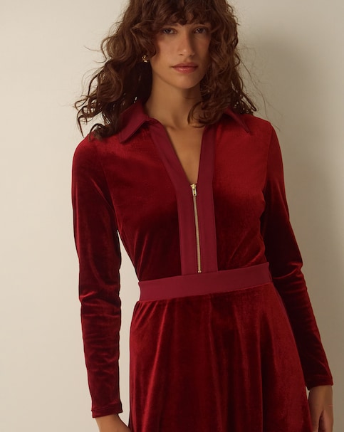 Monsoon Zeyna Zip Velvet Midi Dress