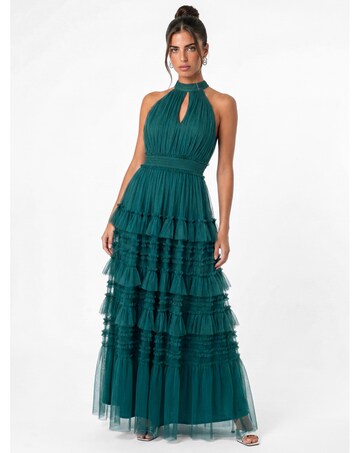 Anaya Halter Neck Tulle Maxi Dress