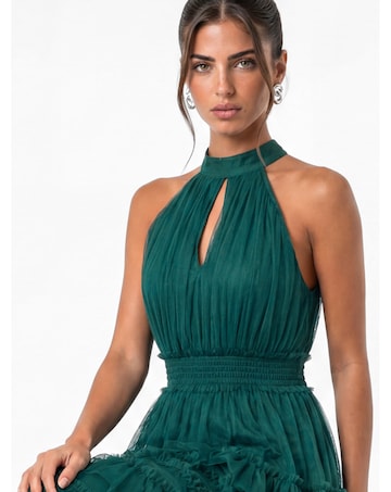 Anaya Halter Neck Tulle Maxi Dress