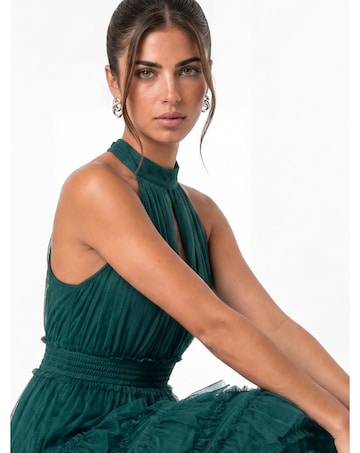 Anaya Halter Neck Tulle Maxi Dress