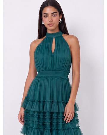 Anaya Halter Neck Tulle Maxi Dress