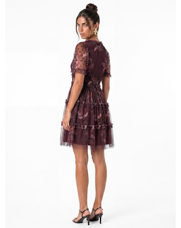 Anaya Floral Print Sequin Mini Dress