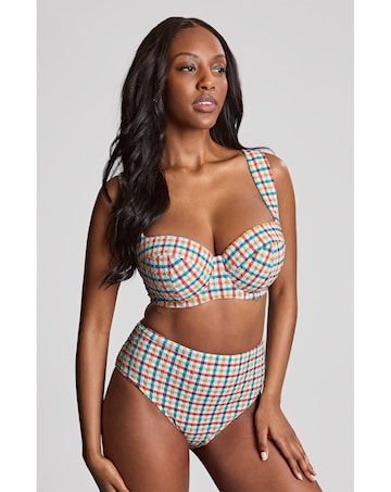 Panache Bette Balcony Wired Wide Strap Bikini Top Seersucker Check