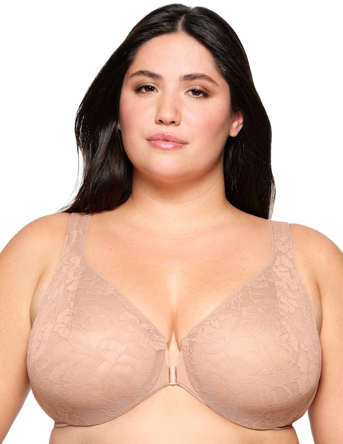 Glamorise Plus Size Lacey T-Back WonderWire Bra 9246