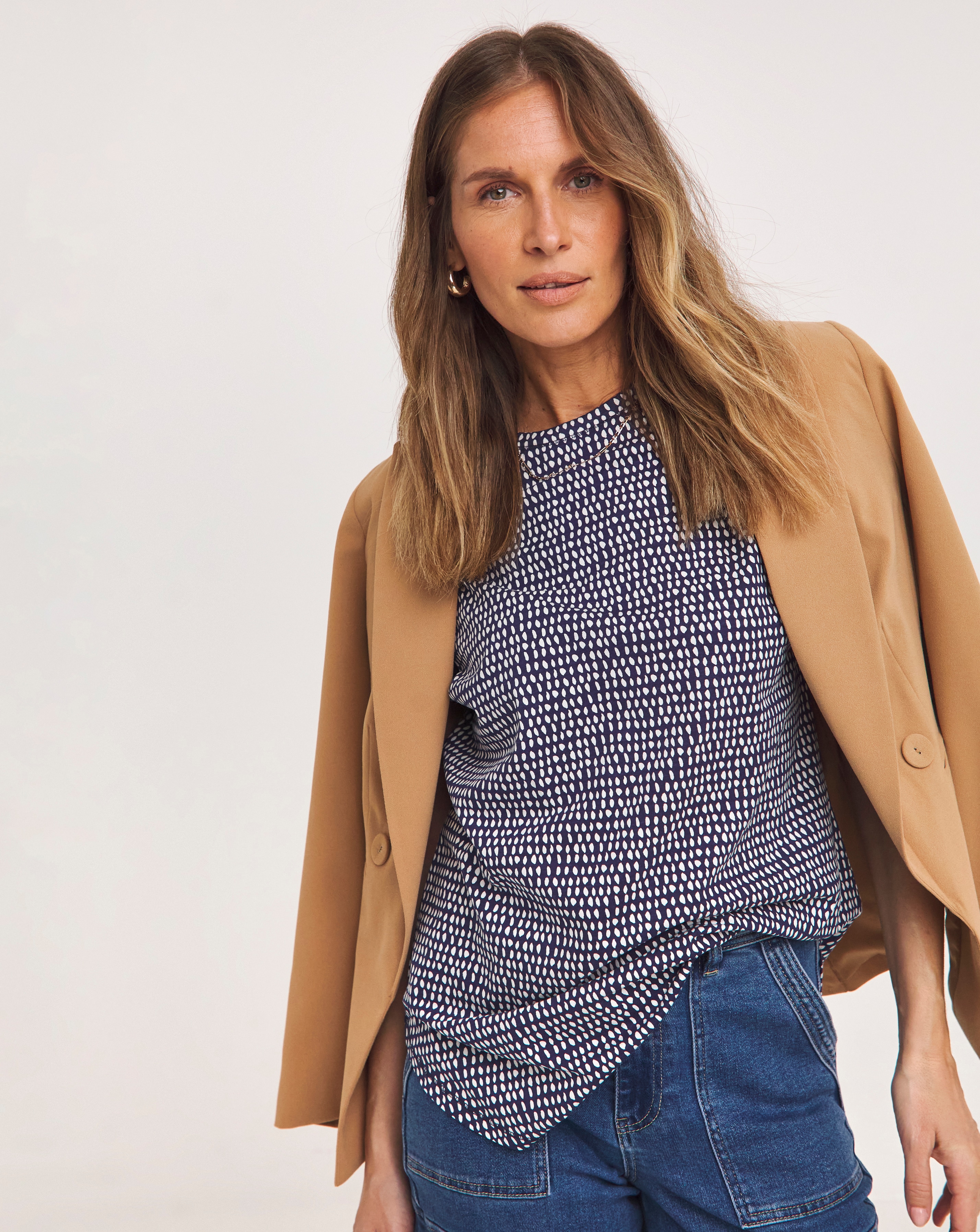 Longline Short Sleeve Curved Hem Top