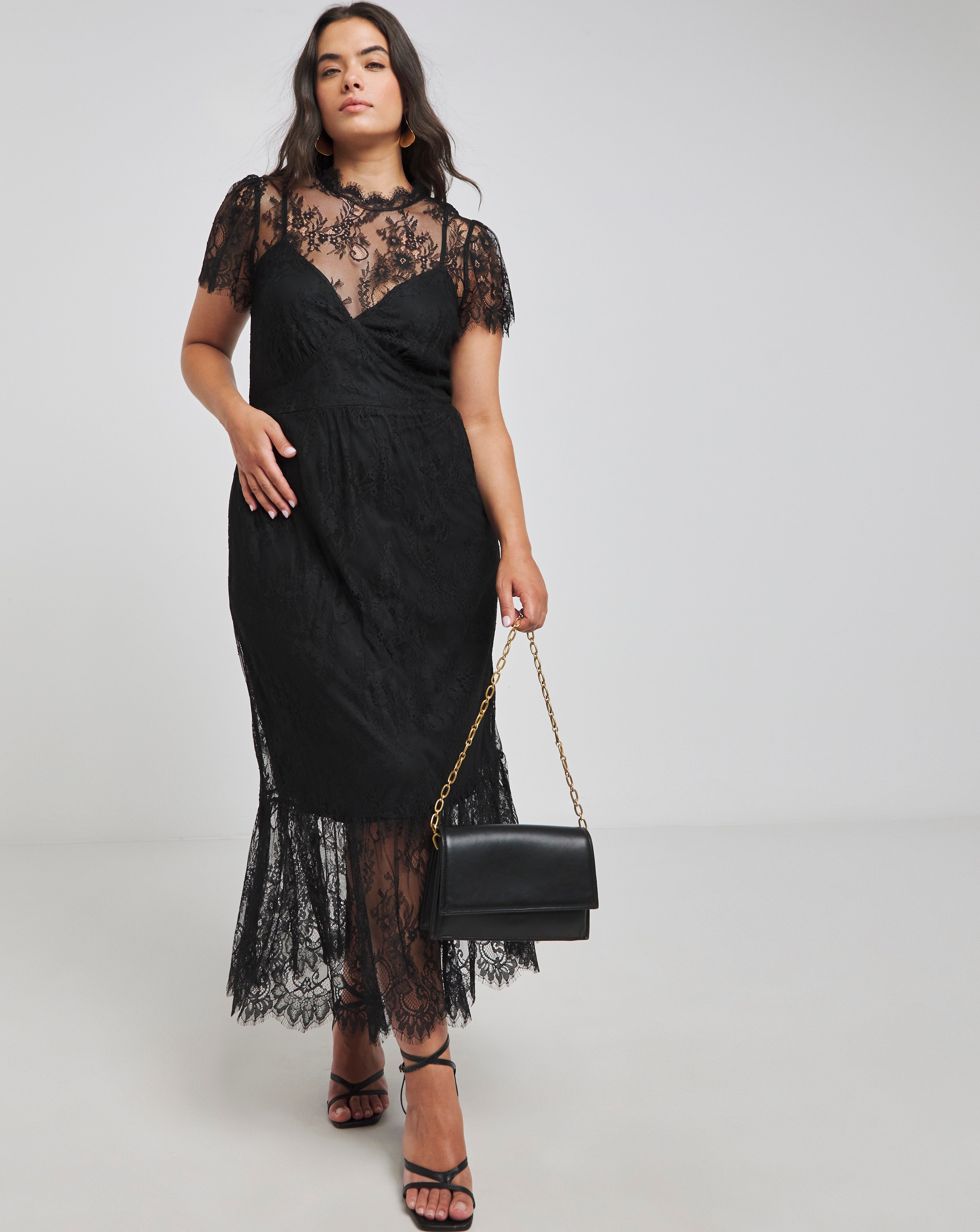 Lovedrobe Lace Tiered Hem Dress