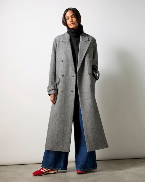 Ro&Zo Herringbone Double Breasted Coat