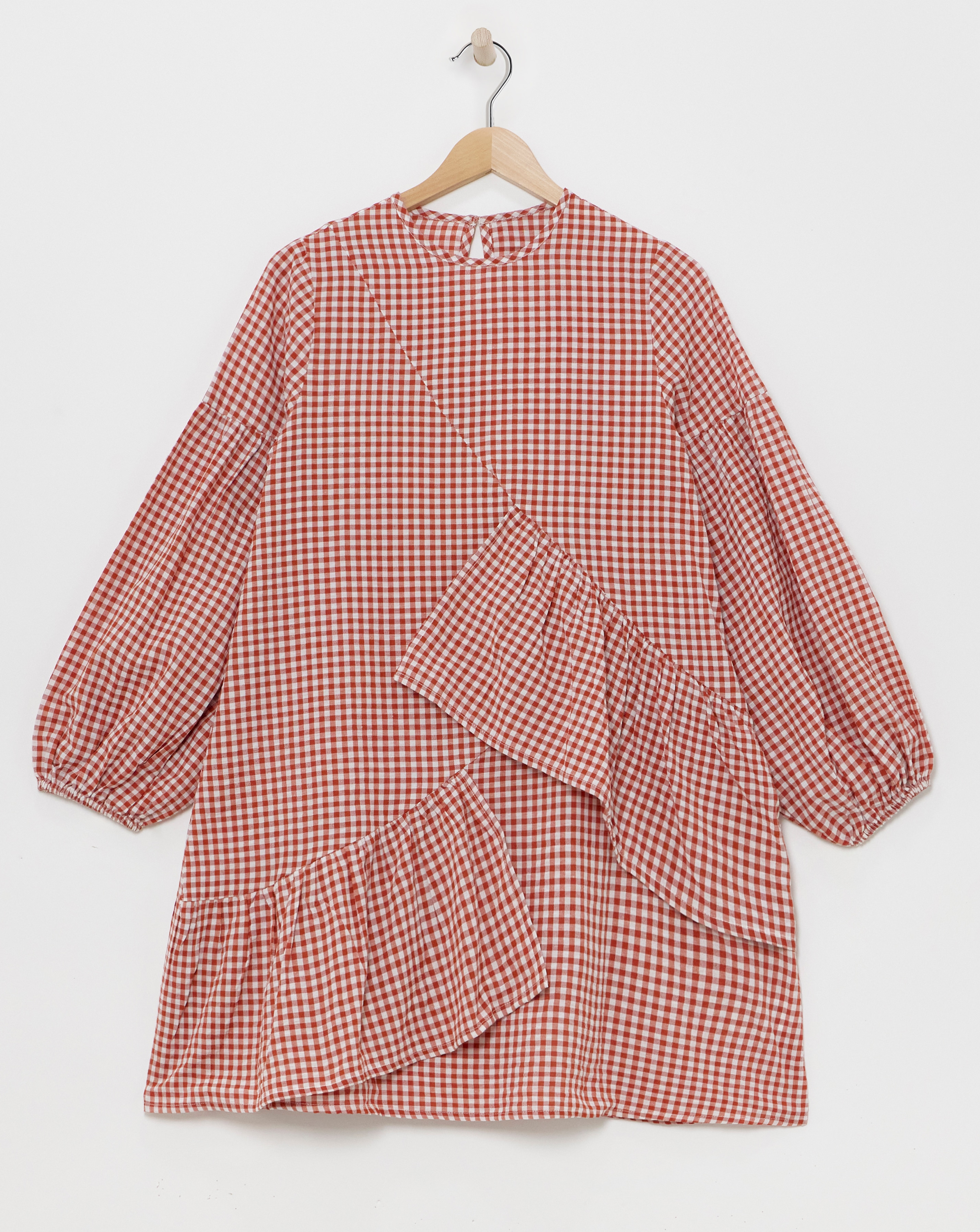 Native Youth Gingham Smock Mini Dress