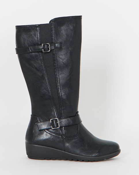 New In - Elastic V Gusset Knee Boots Wide