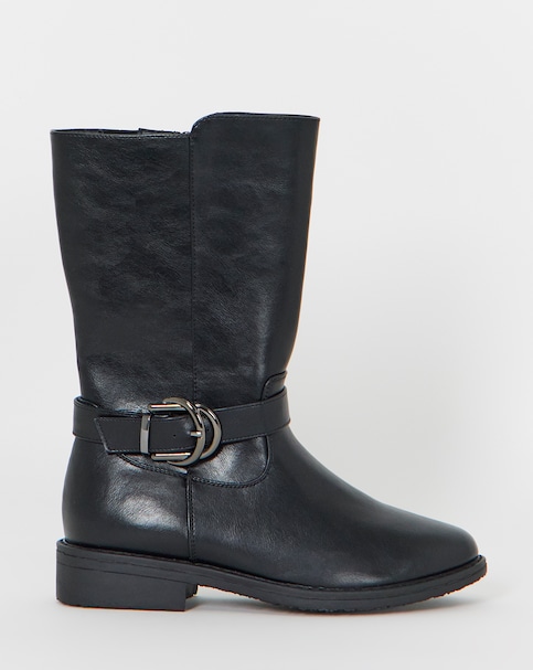 New In - Double Buckle Calf Height Boots Wide