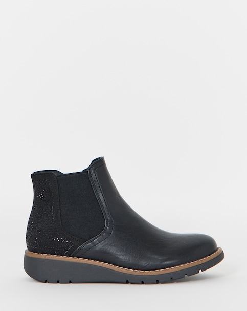 New In - Chelsea Boots With Sparkle Back Wide