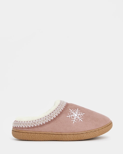 New In - Ebroidered Snowflake Slippers Ex Wide