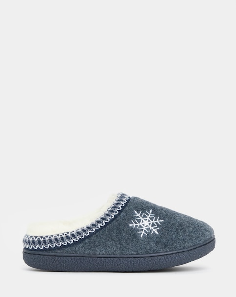 New In - Ebroidered Snowflake Slippers Ex Wide