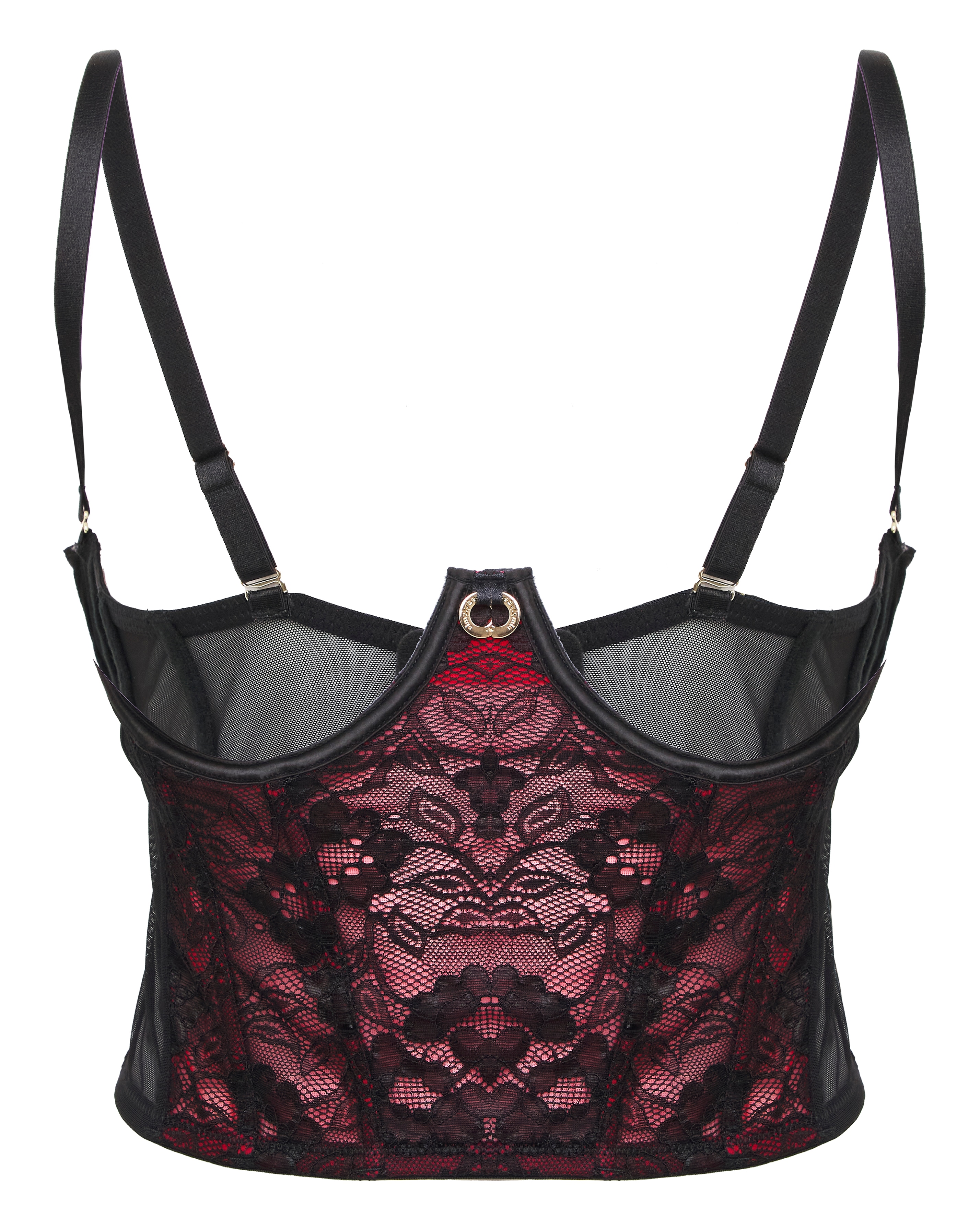 Cupless Underwire Lace Longline Bra