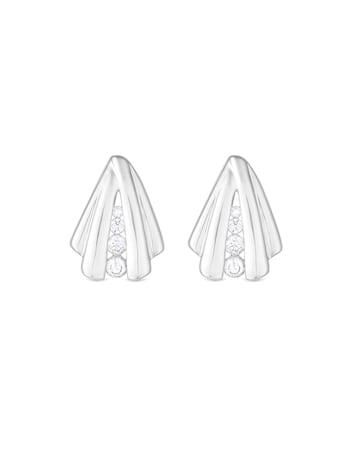 Simply Silver Sterling Silver 925 Polished And Cubic Zirconia Shell Earrings
