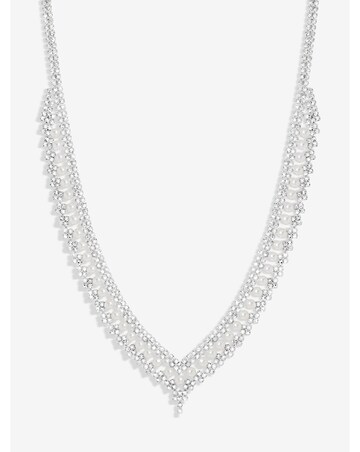 Jon Richard Silver Plated Pearl And Crystal V Necklace