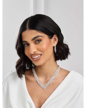 Jon Richard Silver Plated Pearl And Crystal V Necklace