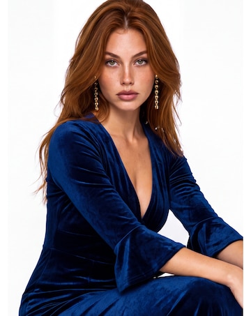Maya Deluxe V Neck Velvet Maxi Dress