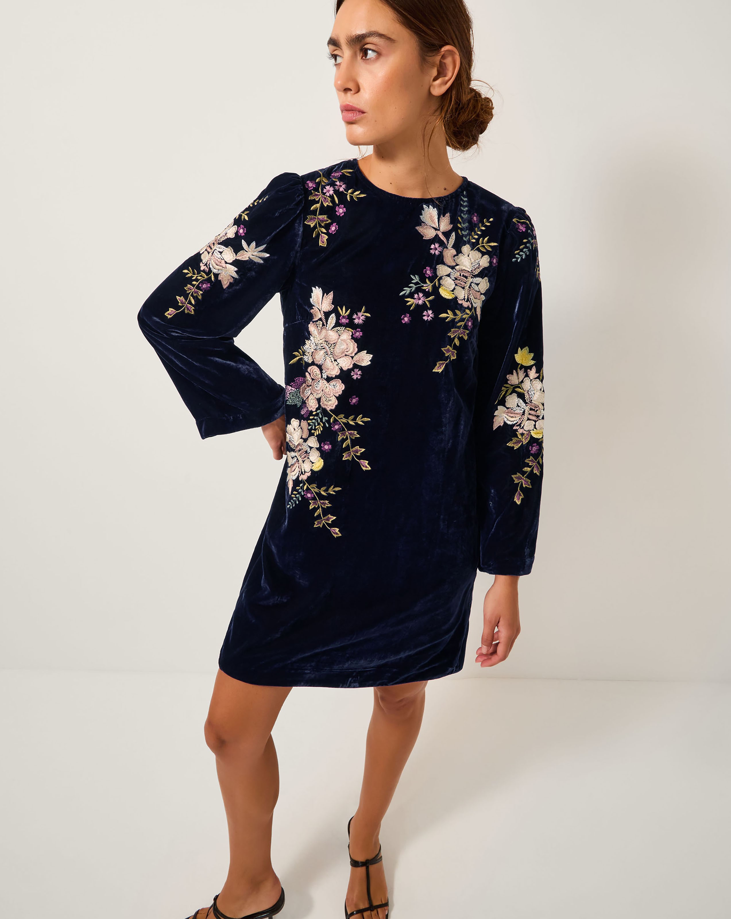 Monsoon Fallon Floral Velvet Mini Dress