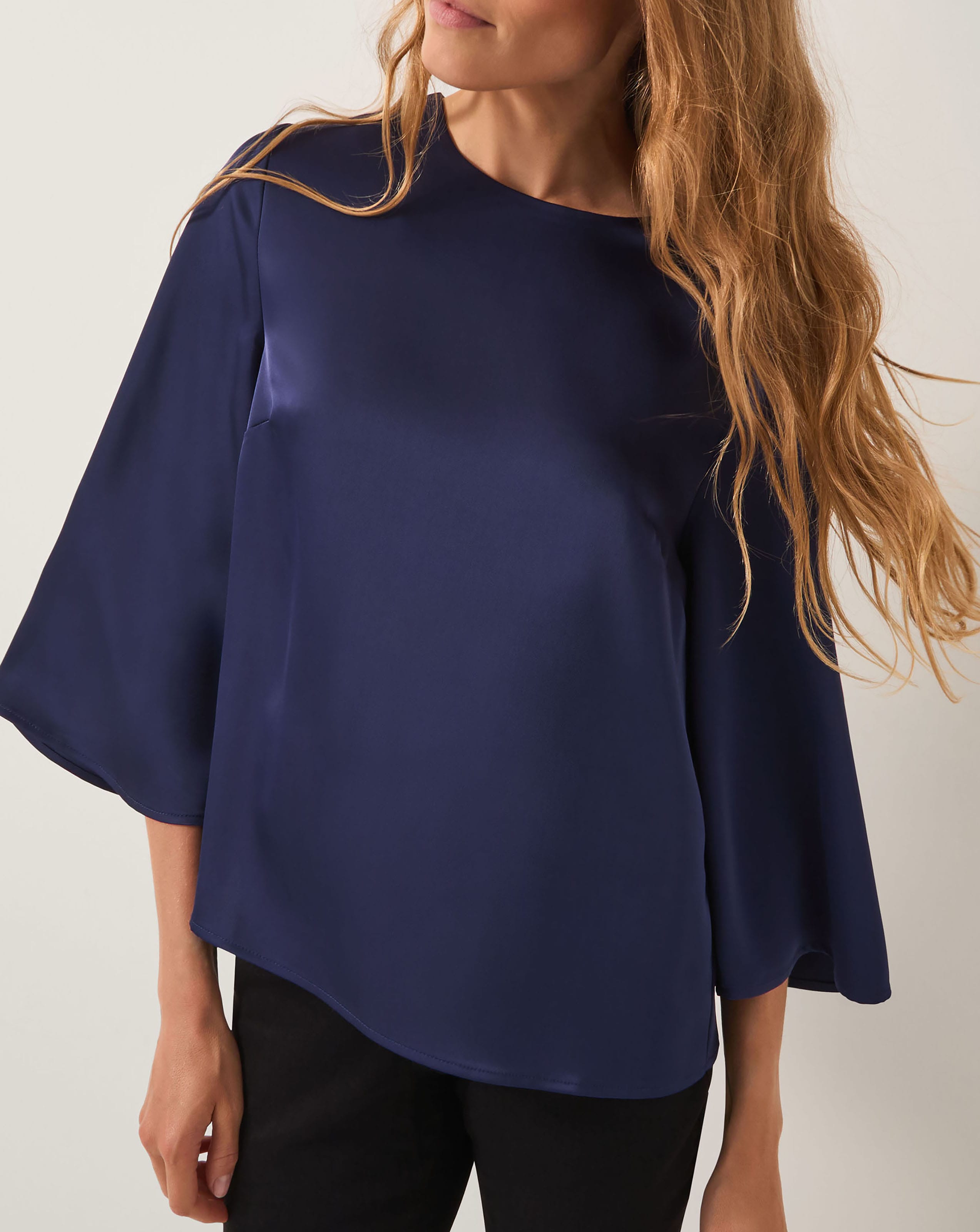 Monsoon Ingrid Bell Sleeve Satin Blouse
