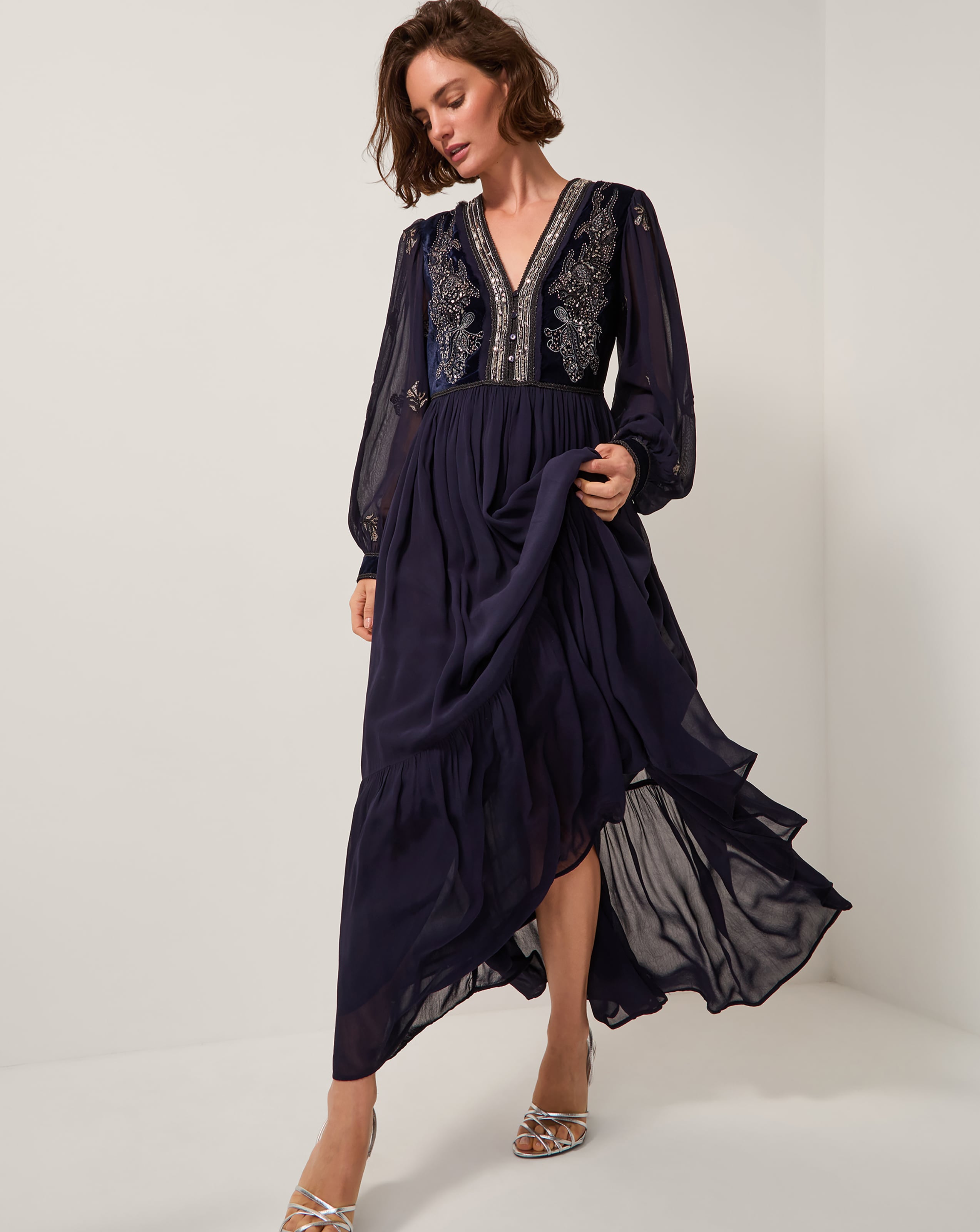 Monsoon Joanna Velvet Maxi Dress