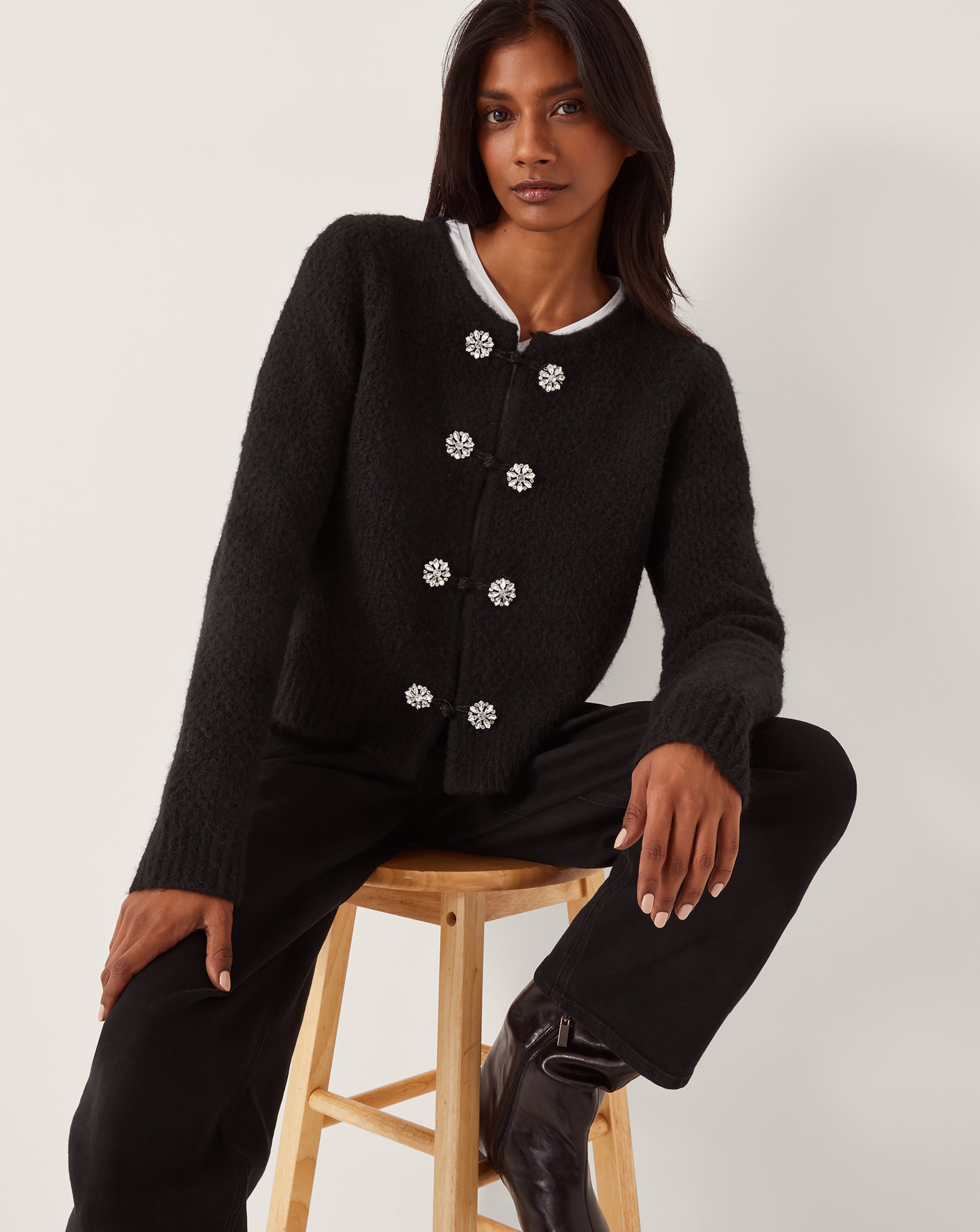 New In - Monsoon Fessa Jewel Brooch Cardigan