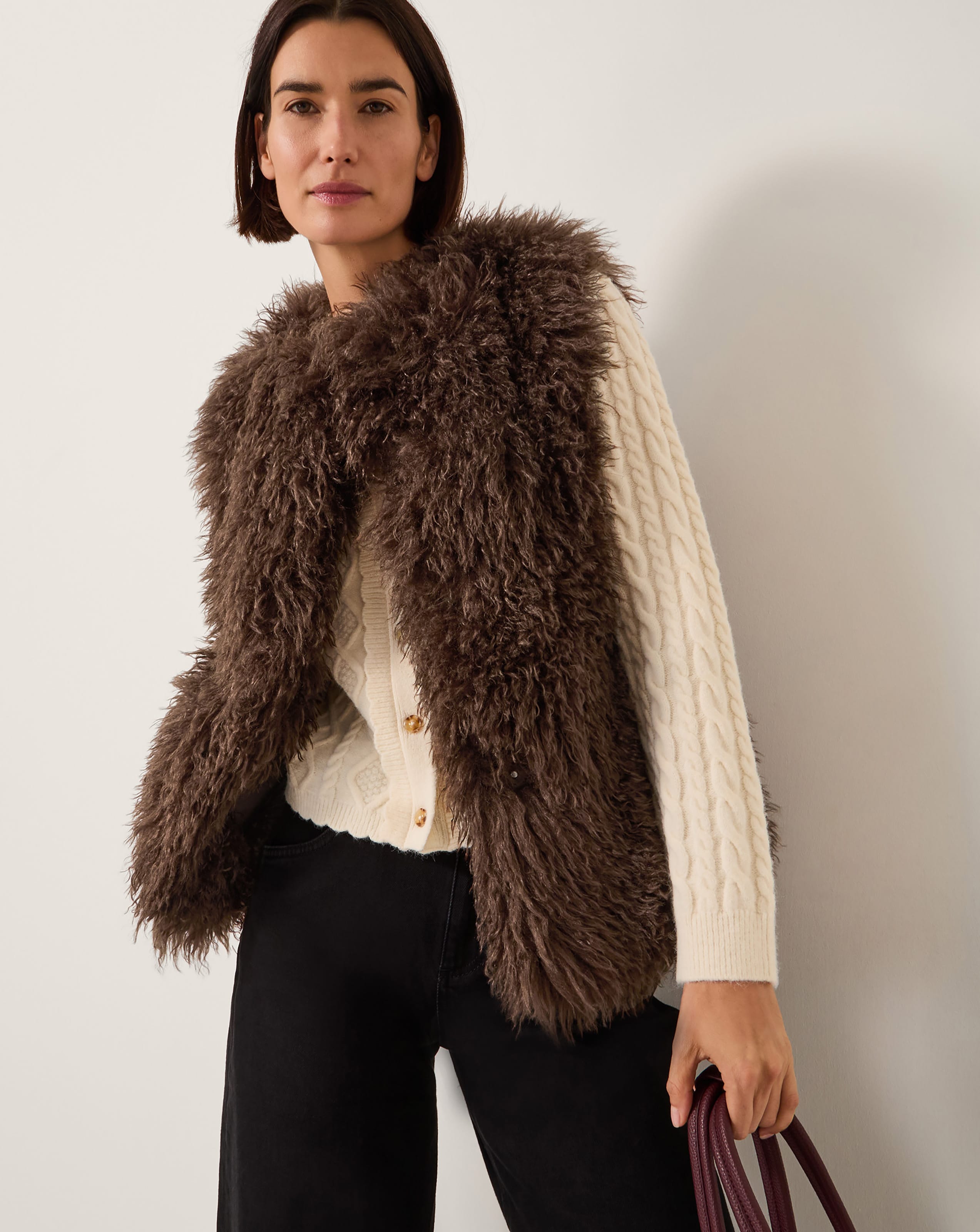 New In - Monsoon Maeve Shaggy Faux Fur Gilet