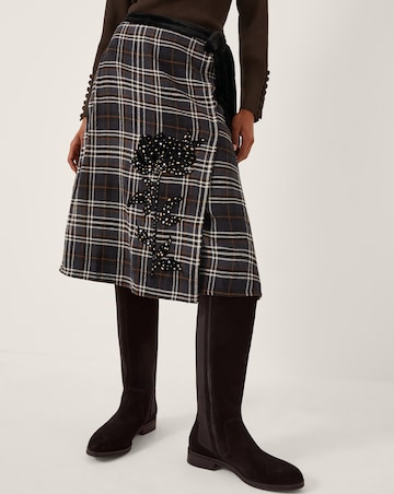 Monsoon Rue Tartan Wrap Midi Skirt