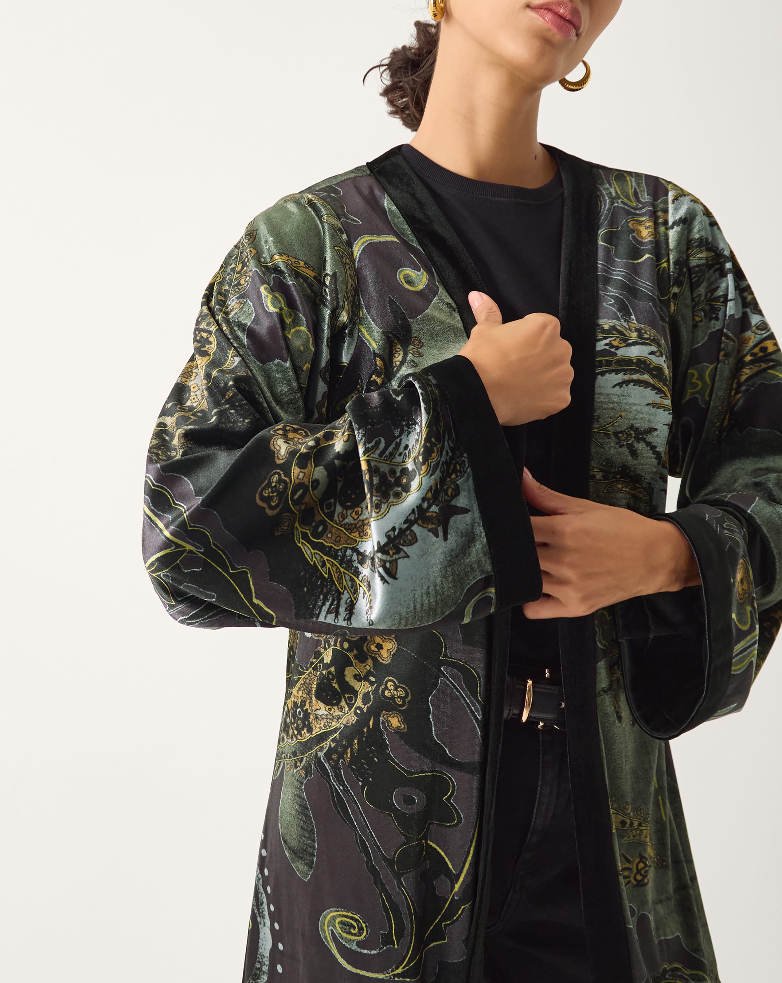 Monsoon Delta Print Velvet Kimono