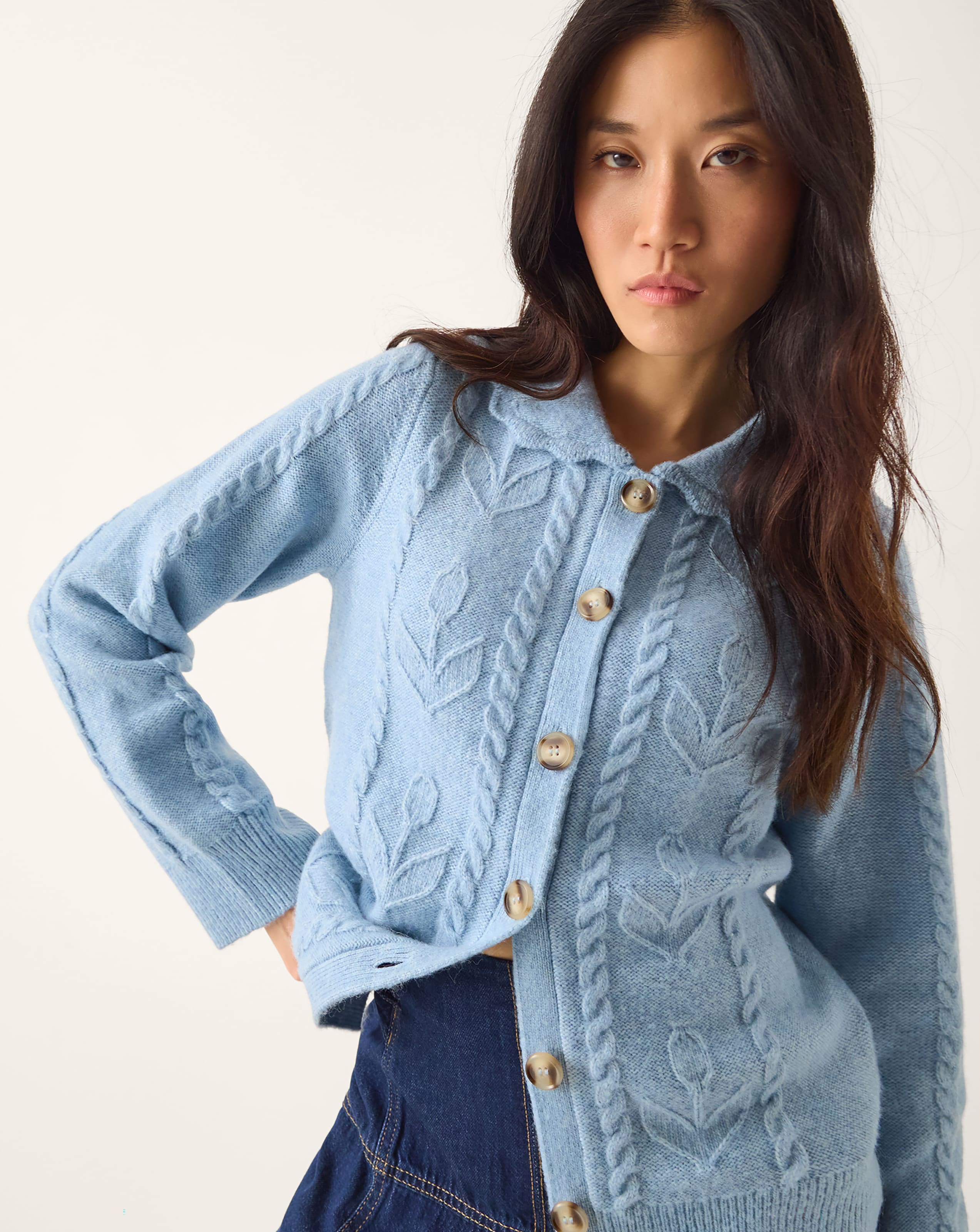 New In - Monsoon Kat Floral Cable Knit Cardigan