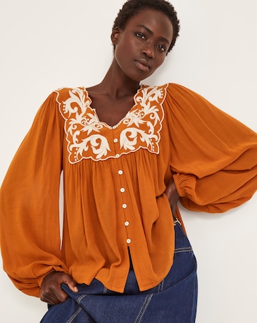 Monsoon Jenna Embroidered Blouson Blouse