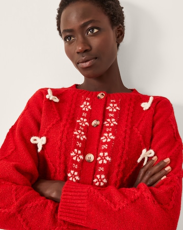 Monsoon Evie Bow Cable Knit Cardigan