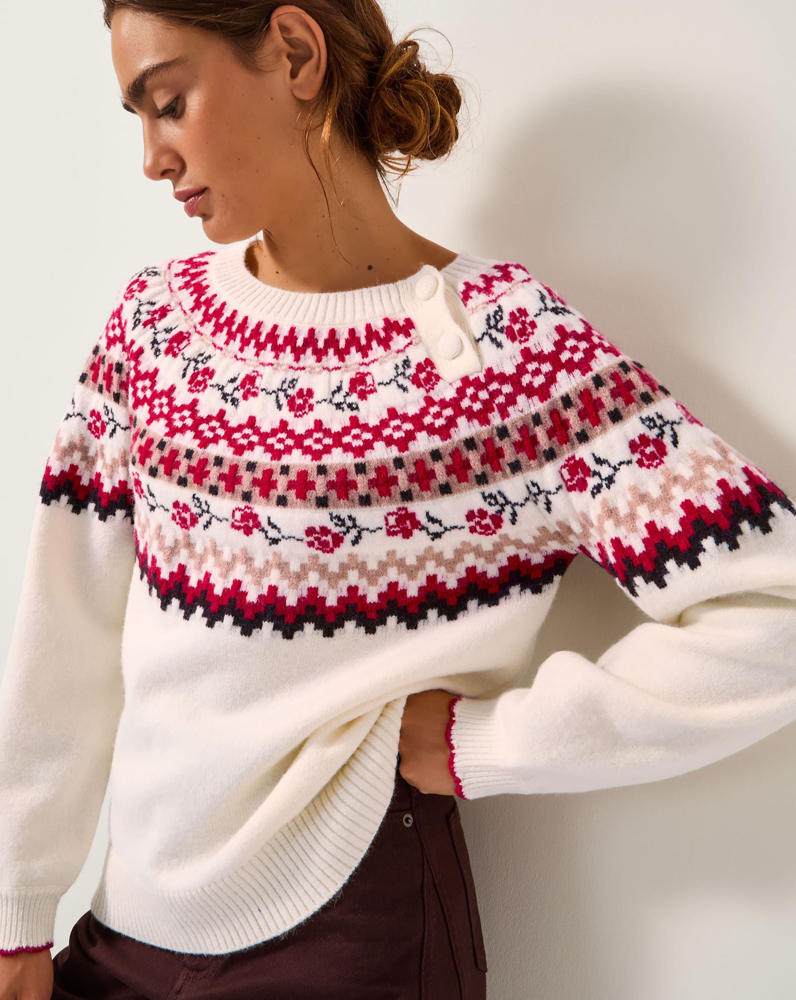New In - Monsoon Rhi Floral Fair Isle Jumper